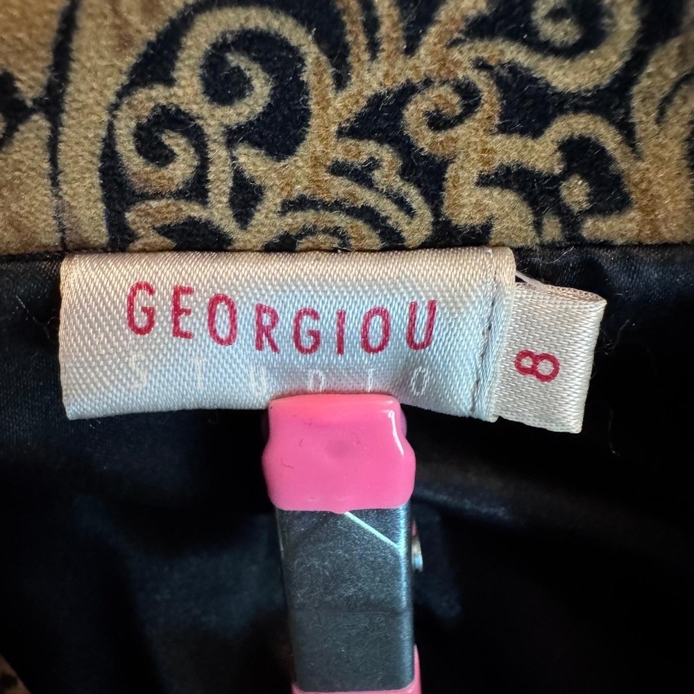 Vintage Y2k Goth Gold and Black Velour Pemlum Blazer size 8 Decorative Buttons - Picture 9 of 12